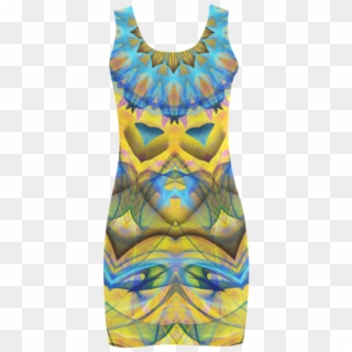 Blue Sky Golden Cornfield Mandala Abstract Art Medea - Day Dress, HD Png Download