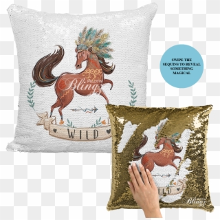 Load Image Into Gallery Viewer, Wild Horse Reversible - Funny Throw Pillow, HD Png Download