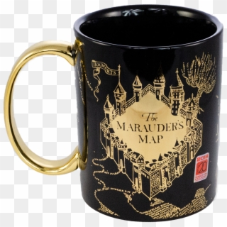Hp12341 Megamug Blackw Gold Maraudersmap Front - Harry Potter Mug, HD Png Download