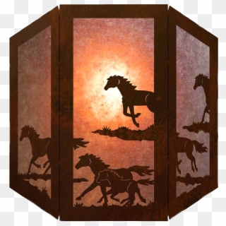 Photo Wild Running Horses 3 Panel Sconce - Stallion, HD Png Download