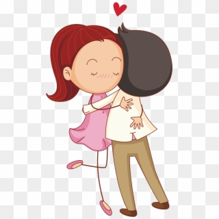 Cartoon Drawing Illustration Embrace The Couple Transprent - Girl And Boy Hug Cartoon, HD Png Download