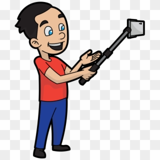 A Cartoon Man Filming A Video Selfie - Cartoon, HD Png Download