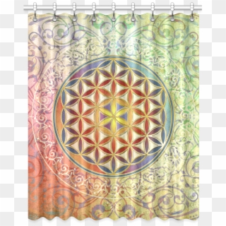 Flower Of Life Vintage Ornaments Green Red Window Curtain - Tapestry, HD Png Download