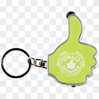 Lime-colored Thumbs Up Keyring With The Words Drtc - Keychain, HD Png Download