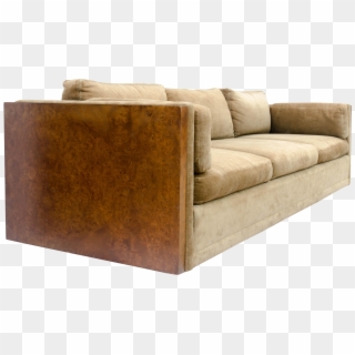 Milo Baughman Style Burl Wood Sofa On Chairish - Studio Couch, HD Png Download