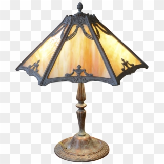 Slag Glass Metal Overlay Table Lamp Circa 1920's - Lamp, HD Png Download