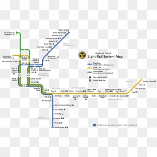 Sacramento Rt Light Rail Map - Rt Light Rail Map, HD Png Download