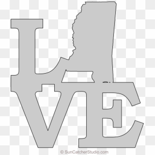 Mississippi Love Map Outline Scroll Saw Pattern Shape - Cross, HD Png Download