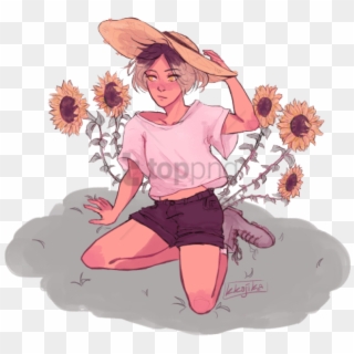 Free Png Sunflower Png Tumblr Png Image With Transparent - Sunflower Girl Tumblr Drawing, Png Download