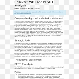 Docx - Unilever Uk Swot Analysis, HD Png Download