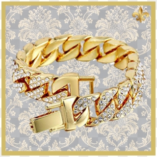 Diamond & Gold Cuban Link Bracelet - Cuban Link Styles Bracelet, HD Png Download