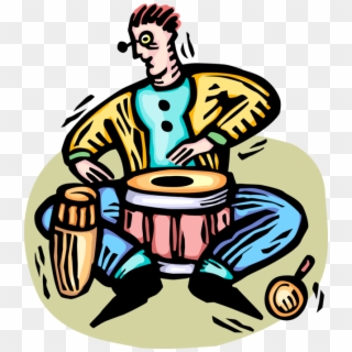 Vector Illustration Of Musician Plays Bongo Drums Musical, HD Png Download