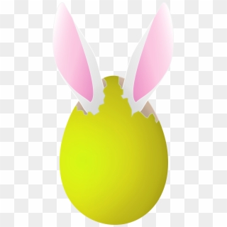 Yellow Easter Egg With Bunny Ears Png Clipart Image - Illustration, Transparent Png