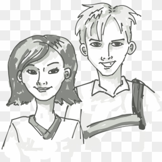 Animes And Cartoons - Brother And Sister Clipart Black And White, HD Png Download