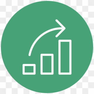 Green Circle Icon Of Bar Graph With Three Bars Getting - Circle, HD Png Download