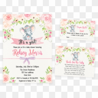 Free Png Download Blush Pink Floral Elephant Baby Shower - Portable Network Graphics, Transparent Png