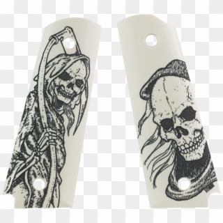 1911 45 With Grim Reaper Grips, HD Png Download