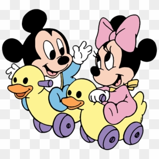 Baby Mickey, Baby Minnie On Toy Ducks - Baby Mickey And Minnie Png, Transparent Png