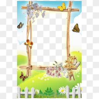 Children Frame With Flower And Butterfly, HD Png Download