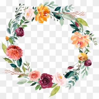 This Graphics Is Garland Vector About Watercolor,flowers - Orange Flower Wreath Transparent, HD Png Download