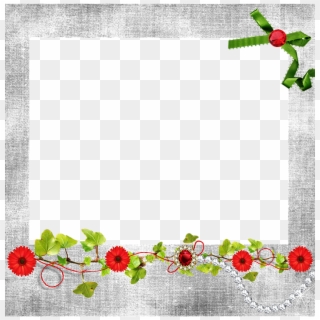 Transparent Frame Red Flowers Ivy Pearl Necklace - Garden Roses, HD Png Download