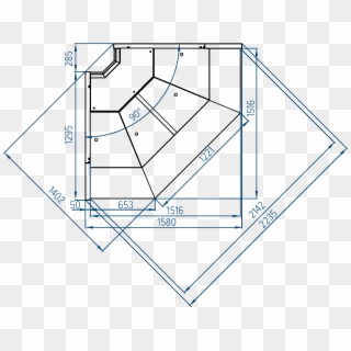Refrigerated Display Case Savona Cube Closed Angle - Technical Drawing, HD Png Download