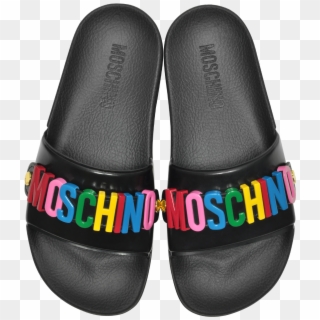 Multicolor Logo Pool Sandals - Multicolor Moschino Slides, HD Png Download