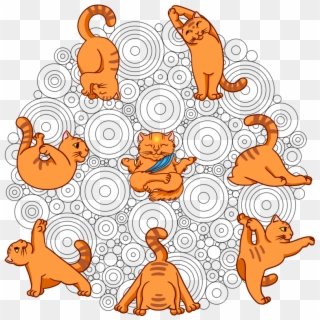 Yoga Cats Png - Cartoon, Transparent Png