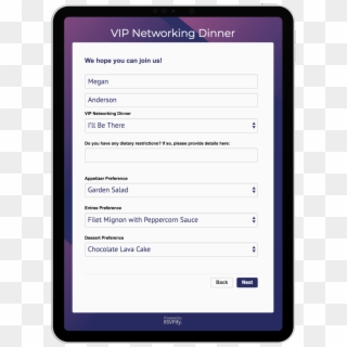 Online Rsvp's With Meal Choice - Tablet Computer, HD Png Download