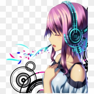 #anime #animegirl #headphones #music - Anime Girl Wallpaper With Headphones, HD Png Download