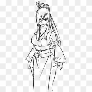 Erza Lineart - Fairy Tail Erza Scarlet Drawing, HD Png Download