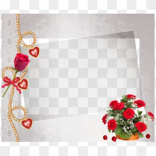 Frame Framework Grey Love Heart Red Roses - Flower Basket For Wedding Png, Transparent Png