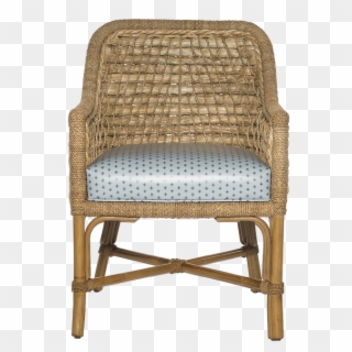 Taylor Curved Woven Seagrass Blue Cushion Arm Chair - Chair, HD Png Download