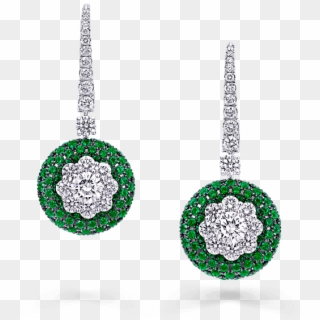 A Pair Of Graff Drop Earrings Featuring A Emerald Pavé - Graff Ruby Earrings, HD Png Download
