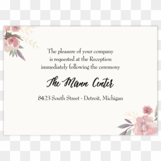 Reception Card Floral Branch - Calligraphy, HD Png Download
