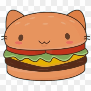 #burger #cat #junkfood - Kawaii Burger, HD Png Download