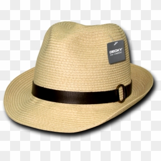 Decky Natural Paper Braid Woven Fedora Fedoras Trilby - Fedora, HD Png Download