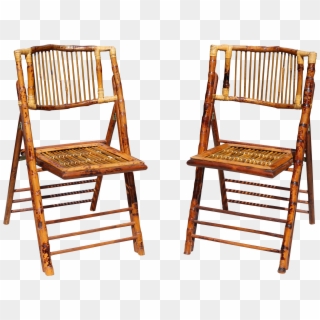 Vintage Bamboo And Tortoise Rattan Folding Chairs On - Chair, HD Png Download
