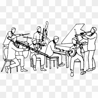 Jazz Band Clipart - Line Art, HD Png Download