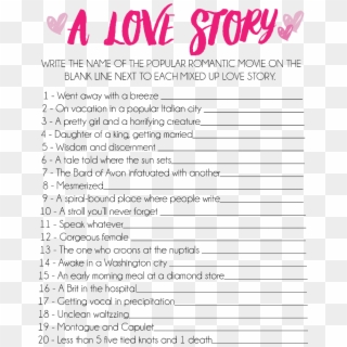 It Isn't Absolutely Necessary To Play Games At A Bridal - Story Title Ideas For Love Story, HD Png Download