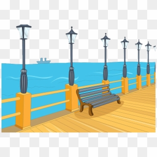 Pier Clipart Boardwalk - Pier Cartoon, HD Png Download