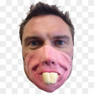 Funny Bunny Teeth Half Face Mask - Tongue, HD Png Download