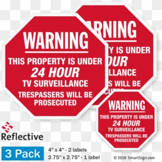 Warning 24 Hour Tv Surveillance Label Set - Label, HD Png Download