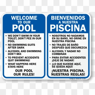 Bilingual Private Pool Area Rules Sign Bilingual Private - Sign, HD Png Download