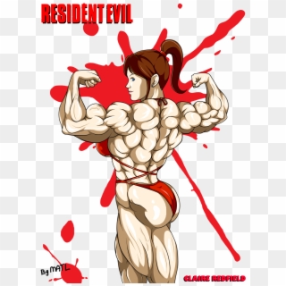 Back Double Biceps - Claire Redfield Muscle Growth, HD Png Download