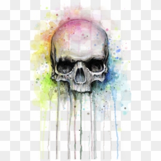 Click And Drag To Re-position The Image, If Desired - Watercolor Skull, HD Png Download