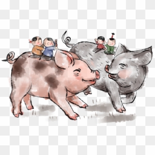 2019 Spring Festival Year Pig Chinese Painting Png - Pig Chinese Painting, Transparent Png