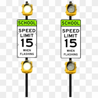 Double Flashing School Zone Sign - Speed Limit Sign, HD Png Download