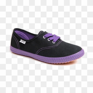Tomy Lace Up Plimsoll Black & Purple - Running Shoe, HD Png Download