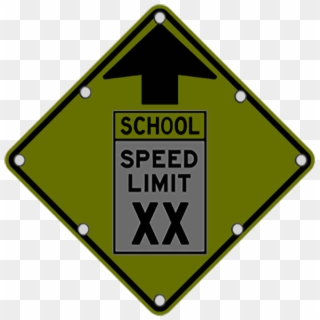 Ts40 Flashing Reduced School Speed Limit Ahead Sign - Speed Limit Sign, HD Png Download
